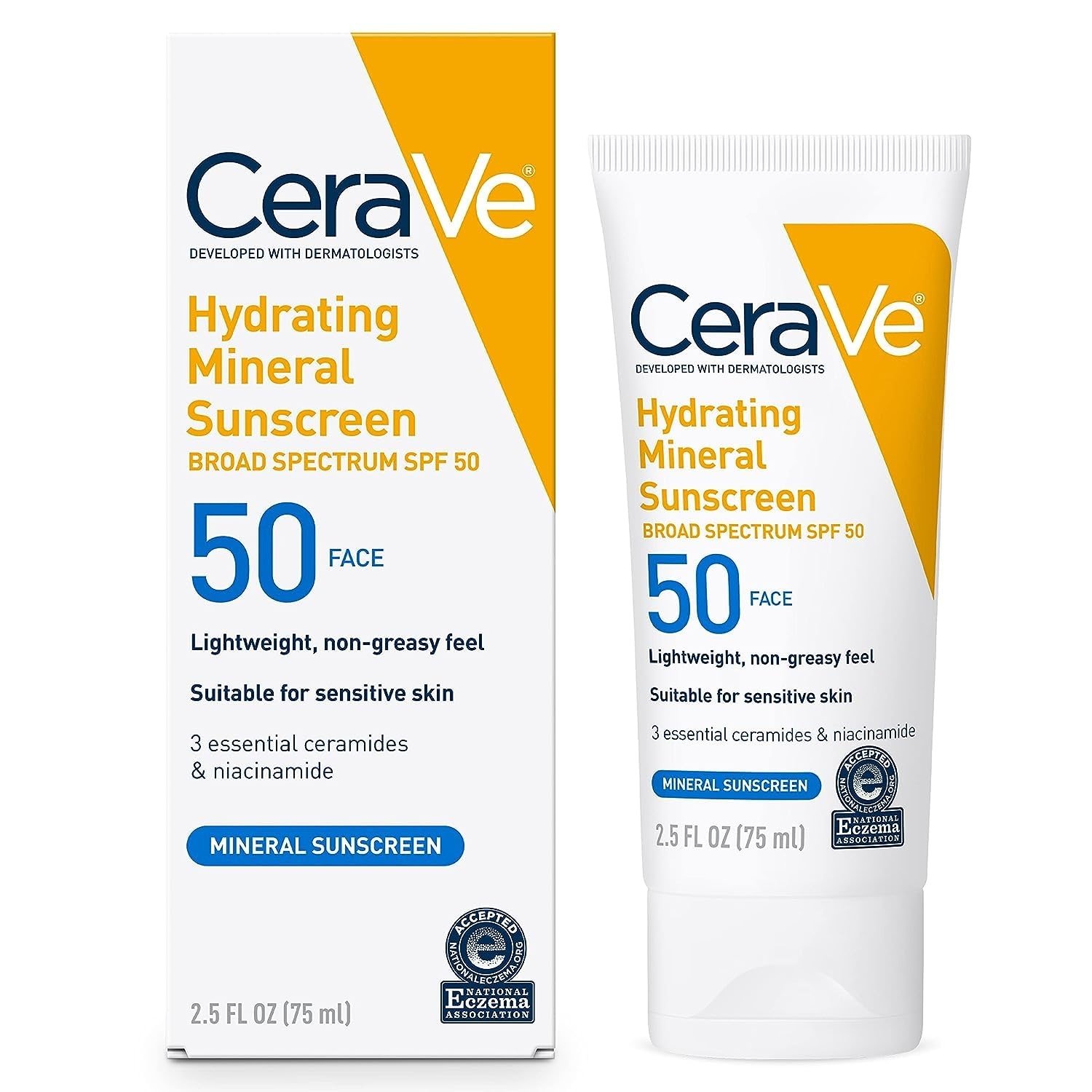 CeraVe Hydrating Mineral Sunscreen SPF 50 Face 75ML USA Street 55 Qatar CeraVe Hydrating Mineral Sunscreen SPF 50 Face 75ML USA Street 55 Qatar