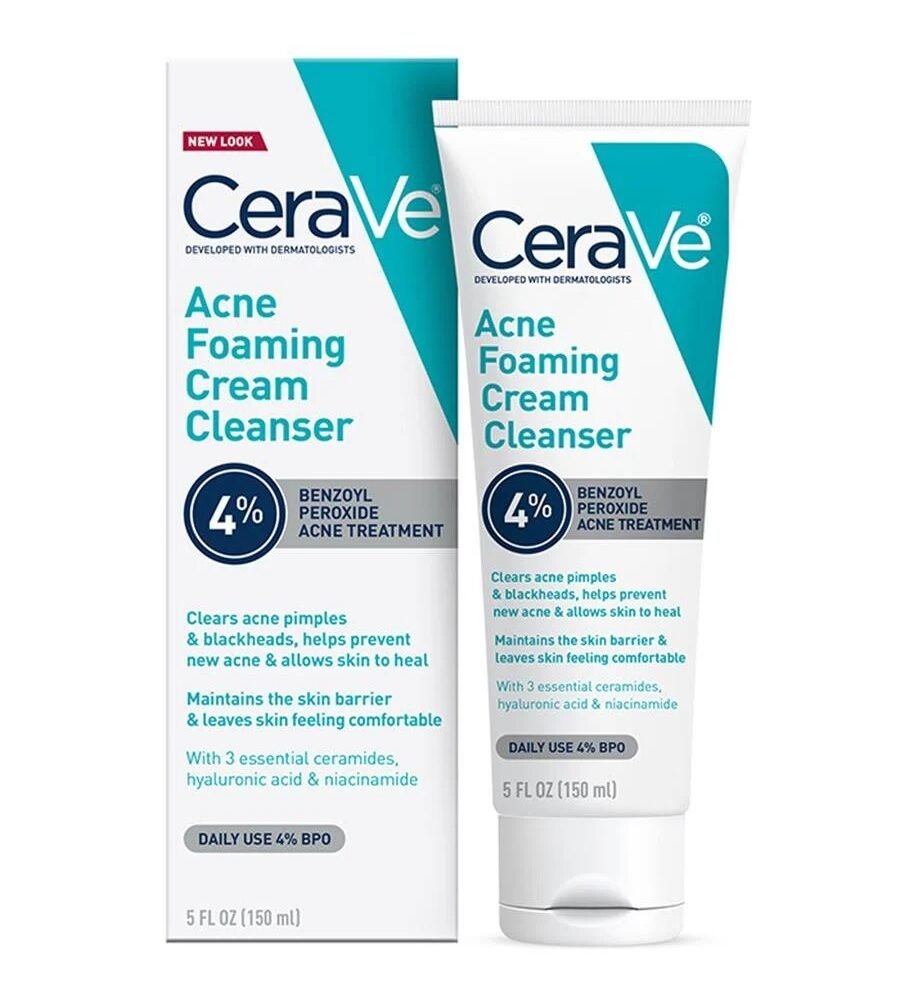 CeraVe Acne Foaming Cream Cleanser 4% Benzoyl Peroxide