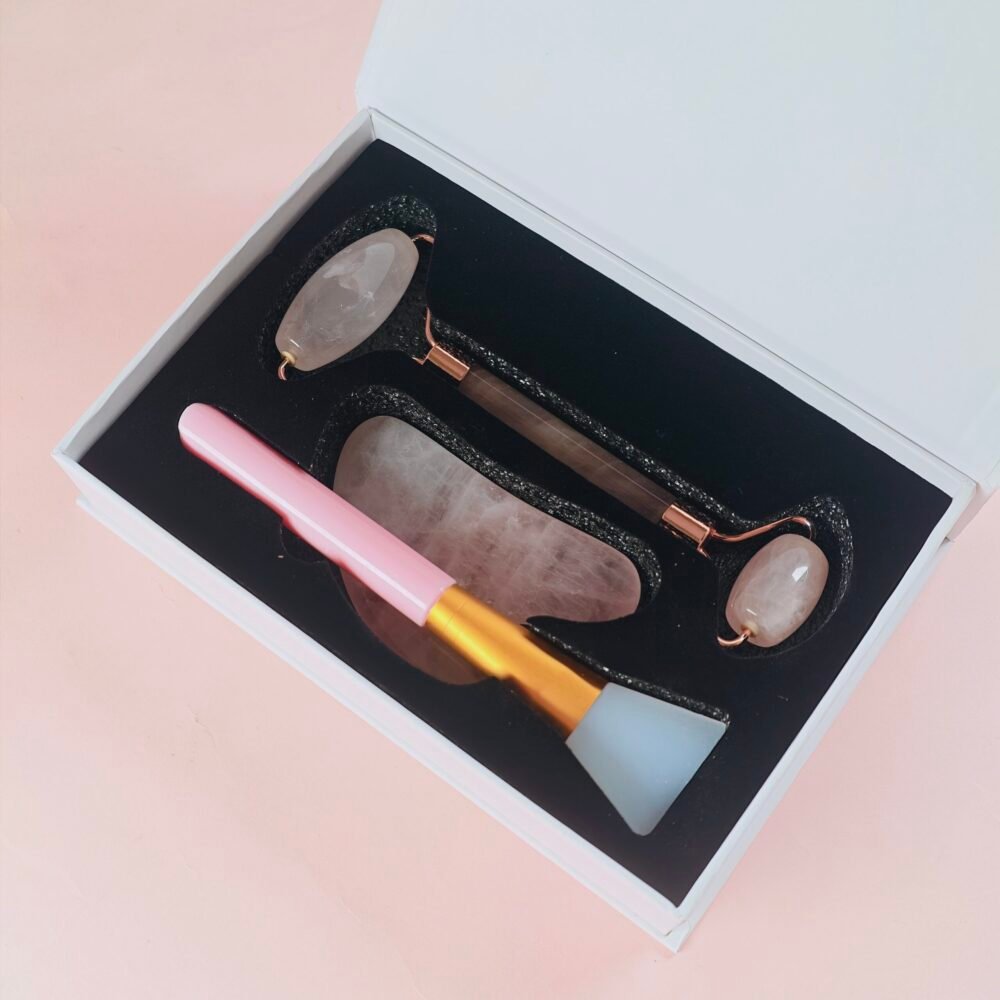 Gua Sha, Jade Roller & Brush Set