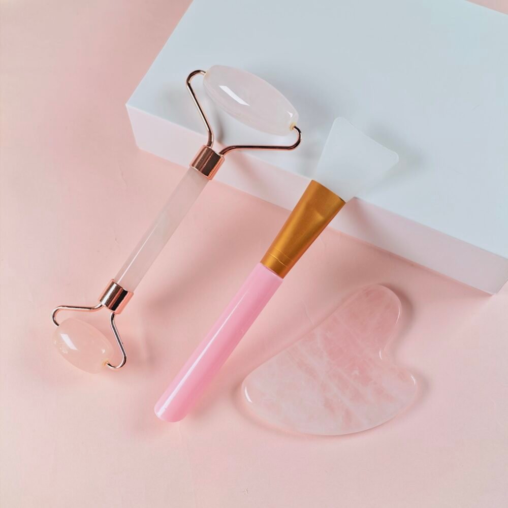 Gua Sha, Jade Roller & Brush Set